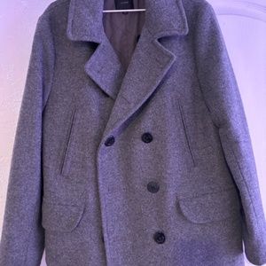 JCrew Wool-Blend double breasted Coat With Buttons gray